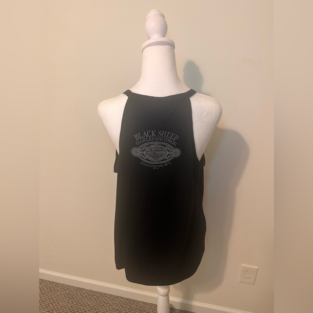 Harley Davidson Mesh Front Black and Blue Tank Top Size XL - Picture 4 of 6